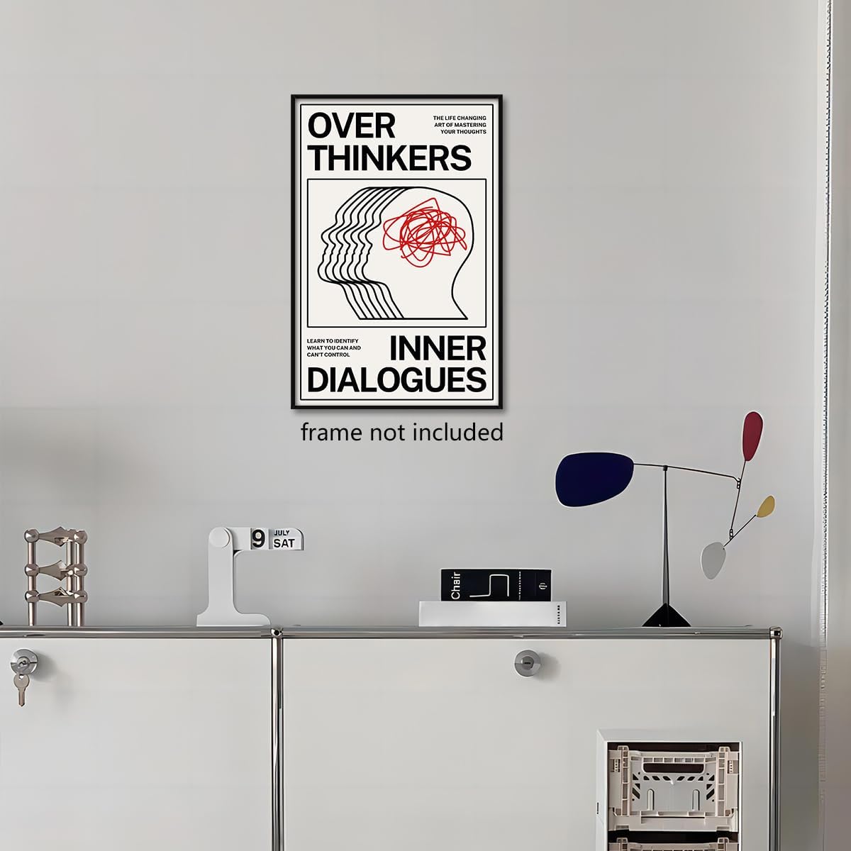 Retro Over Thinkers Inner Dialogues Poster, Trendy Mental Health Inspirational Quote Canvas Wall Art, Room Aesthetic Picture, Counsellor Office Poster, Therapist Office Decor 12x16 in Unframed