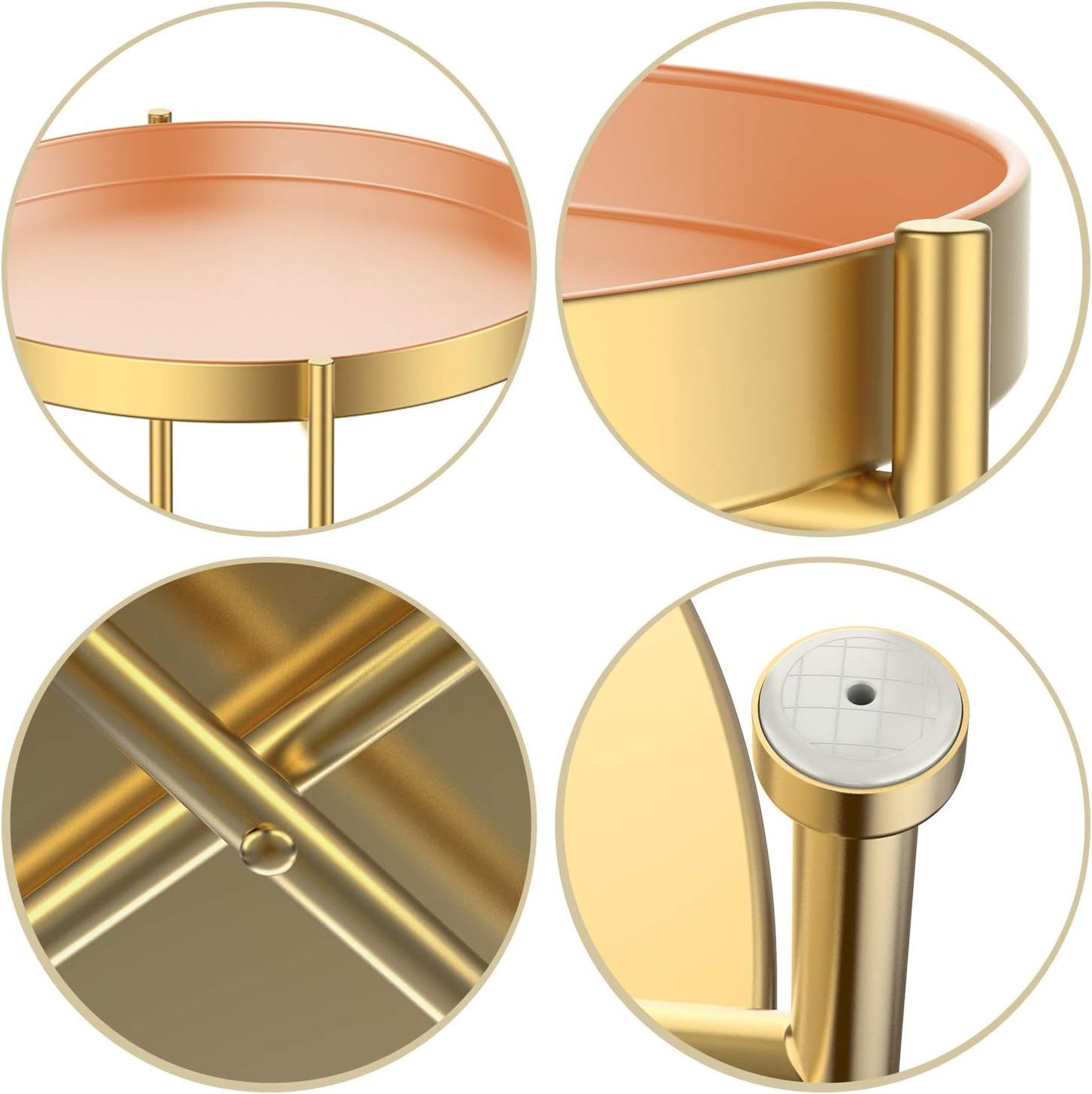 Round Side Table,Gold Metal 2 Tier Tray Metal End Table for Sofa Living Room Tea Table Small Spaces …