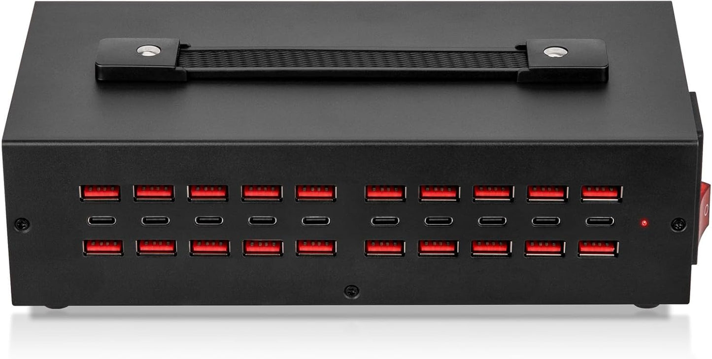 Portable USB~C Charger Block, 250W(30A) 30 Port (20 A & 10 C Port) Home Fast Charging Station for Multiple Devices, Desktop USB Wall Charger Compatible with iPhone, iPad, Kindle, Tablets, Watch