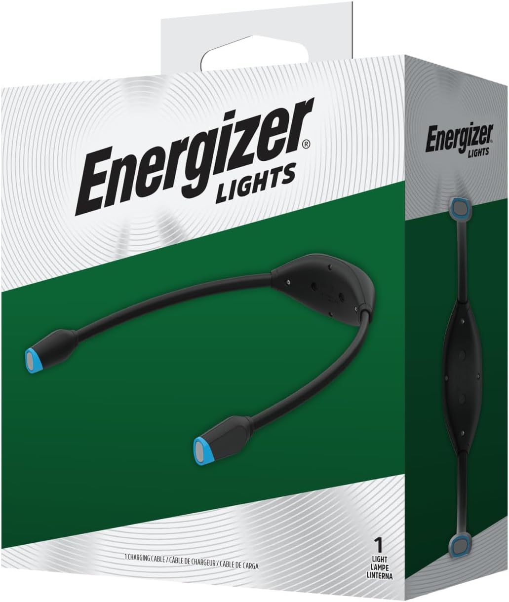 Energizer Rechargeable Neck Light, Portable LED Light for Reading and Hands-Free Uses, Neck Light with Adjustable Brightness, 100 Lumens, 5-Hour Runtime, Pack of 1