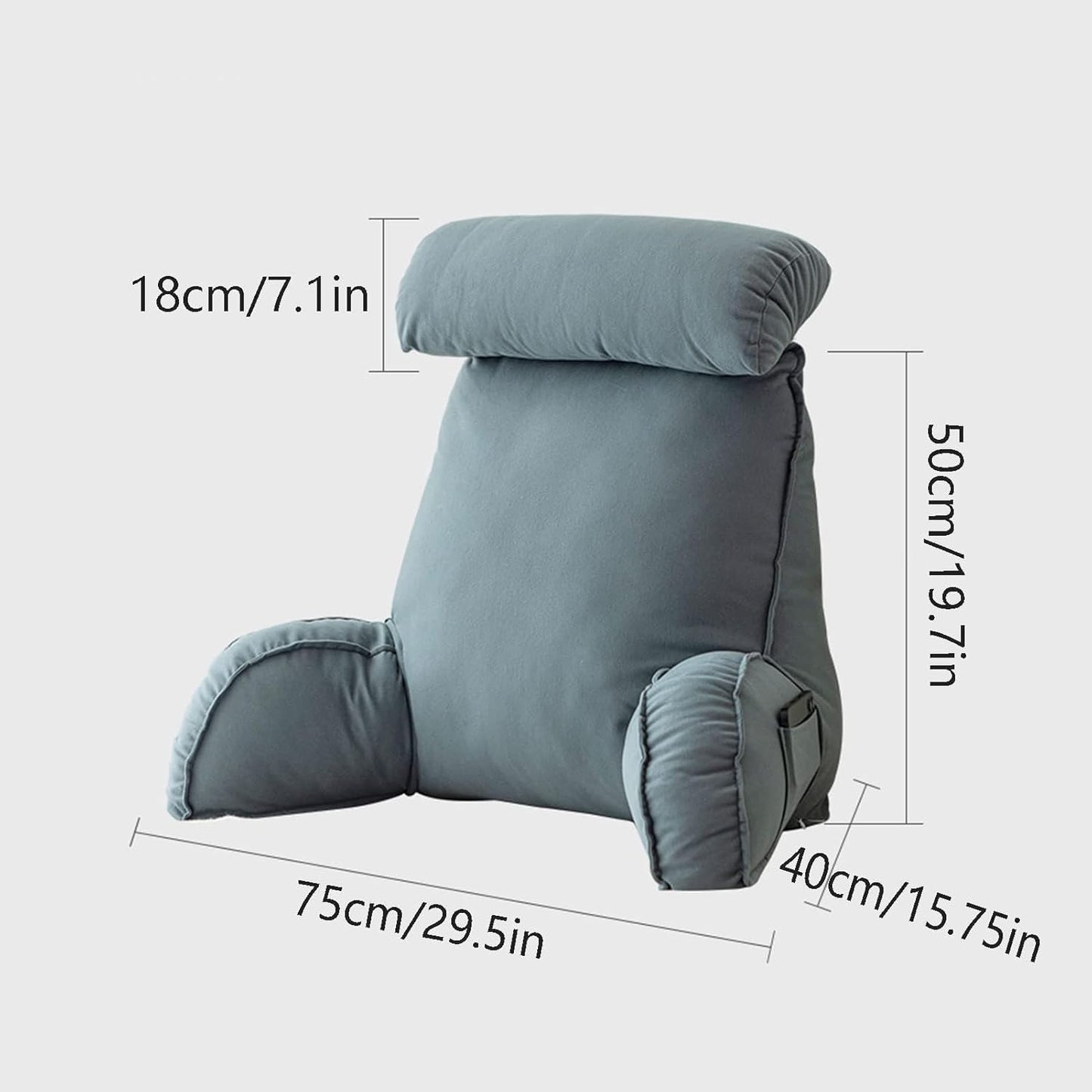 Reading Pillow with Arms, Bed Rest Pillows with Arm Rests, Lumbar Support Cushion, for Bed Back Support, for Sofas, Lounge, Recliner(B)