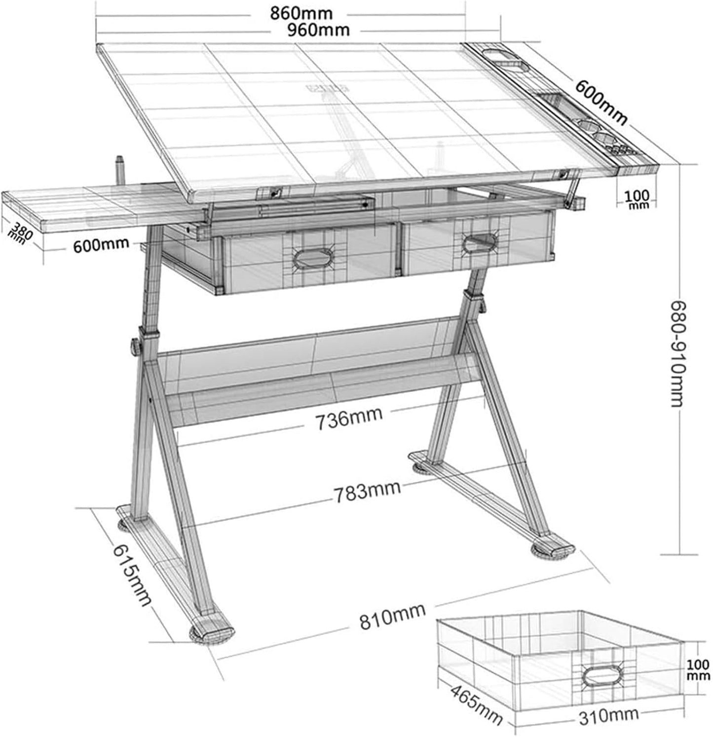 Drawing Tilting Tablet,Drafting Table,Drawing Desk Drafting Table with Storage, Height Adjustable Tiltable Art Desk, Maple Panel Drawing Desk, for Work Study Painting Craft Table