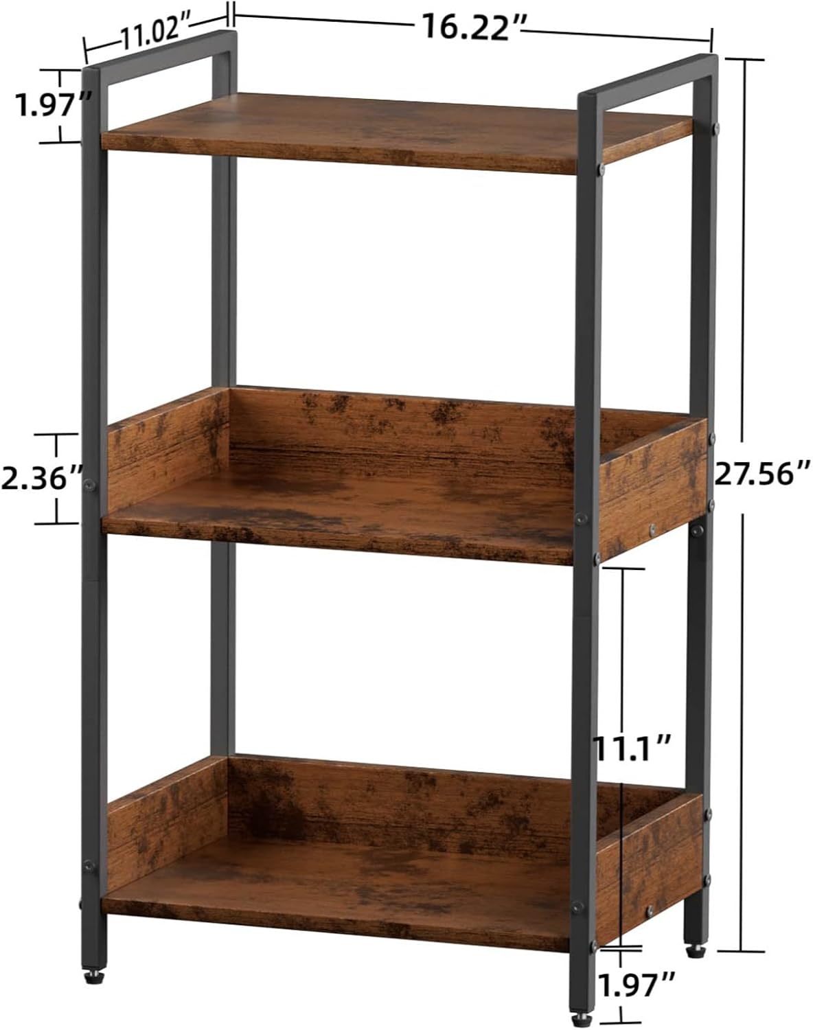 Bookshelf Bookcase with Storage Cabinet, 3-Tier Modern Corner Bookshelves, Narrow Wood Book Rack, Mini Floor Standing Book Organizer for Kid Room, Bedroom, Living Room, Home Office, CD/DVD