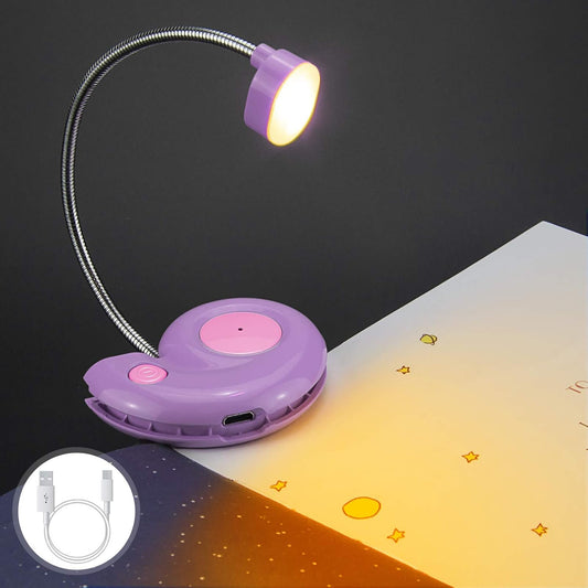 Kids Rechargeable Book Light, Clip on Reading Light for Kid, Kids Reading Lights, Amber Book Light for Reading in Bed, 2 Lighting Modes, Blue Light Blocking, Bookmark Light for Bookworms-Violet