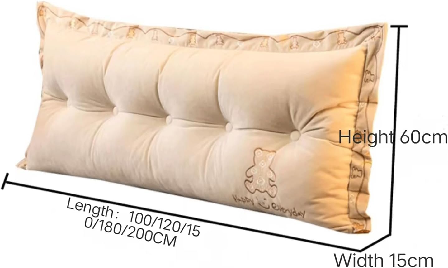 Large Wedge Pillow Headboard Tatami Reading Cushion The Waist Lumbar Pad Sofa Pillow Cushion(Size:180x60x15cm,Color:White)