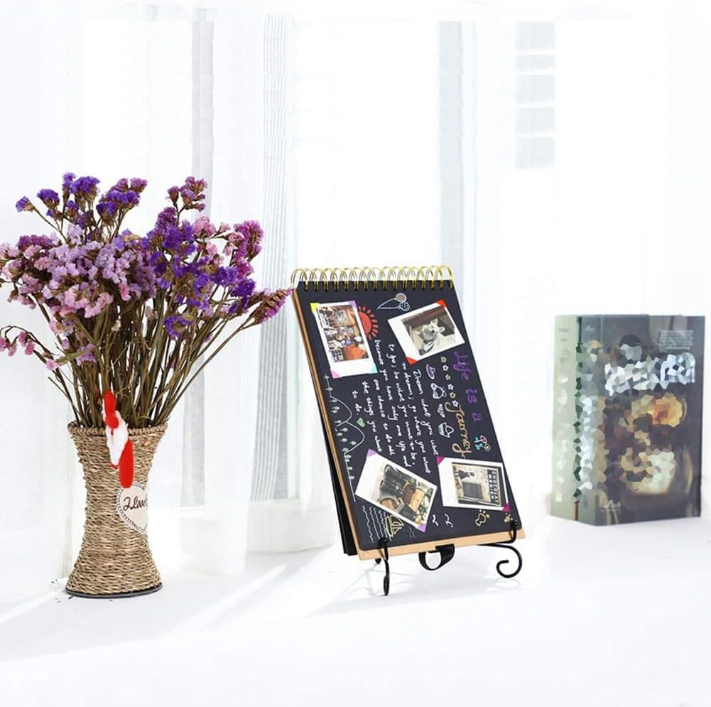luzen 3Pcs 4 Inch 6 Inch 8 Inch 3 Sizes Iron Metal Display Stand Foldable Bracket Minimalist Easel Plate Holder Display Stand for Pictures, Photo Frames, Decorative Plate, Dish, Artworks, Black