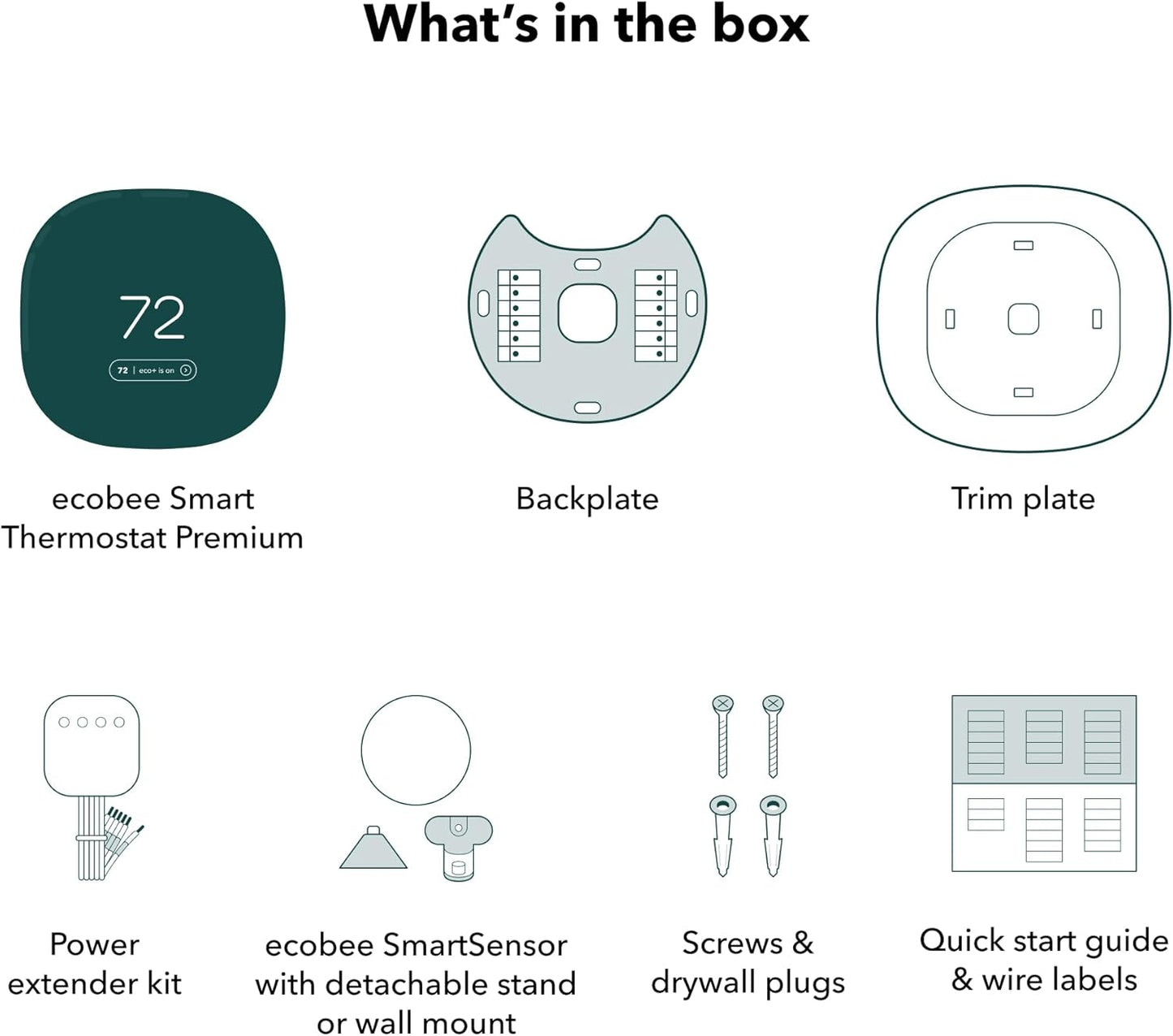 ecobee Smart Thermostat Premium with Smart Sensor and Air Quality Monitor - Programmable Wifi Thermostat - Works with Siri, Alexa, Google Assistant, Black