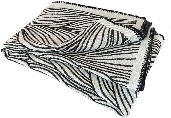 50x70 Inch Black and White Knitted Throw Blanket, Soft Patterned Lightweight Blanket for Couch, Sofa, Bed, Living Room Accent