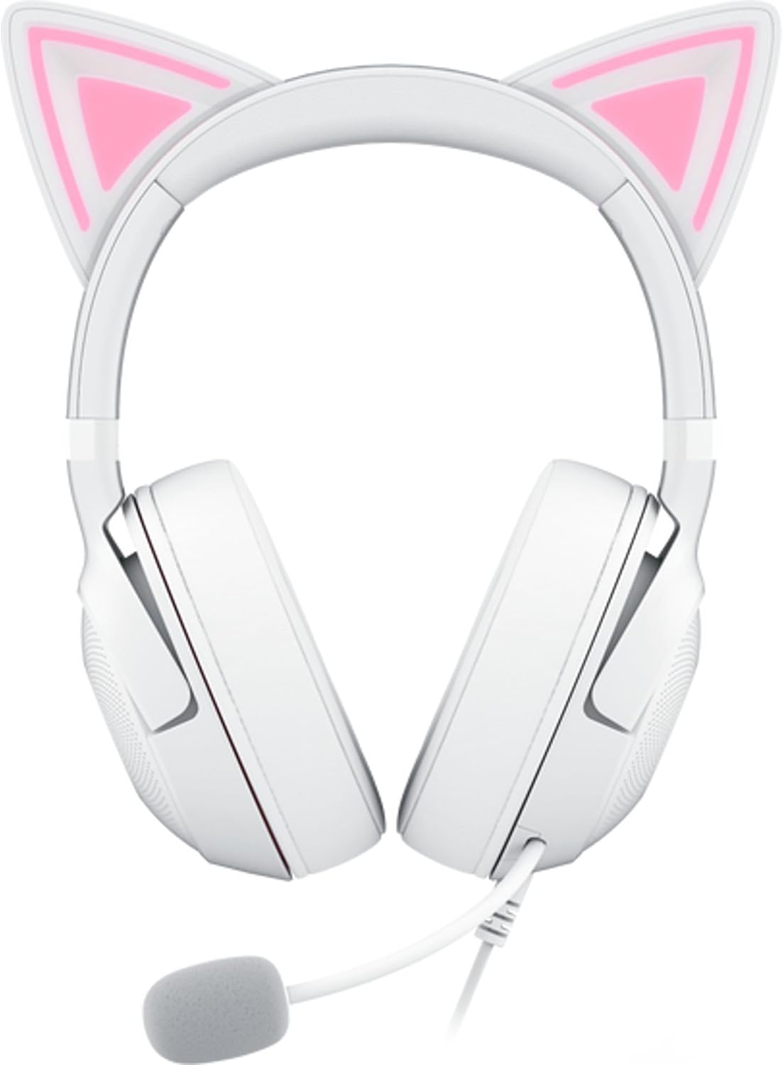 Razer Kraken Kitty V2 USB Wired Headset: Chroma RGB Kitty Ears - Stream Reactive Lighting - HyperClear Cardioid Mic - 40 mm Drivers - 7.1 Surround Sound - Comfortable Ear Cushions - White