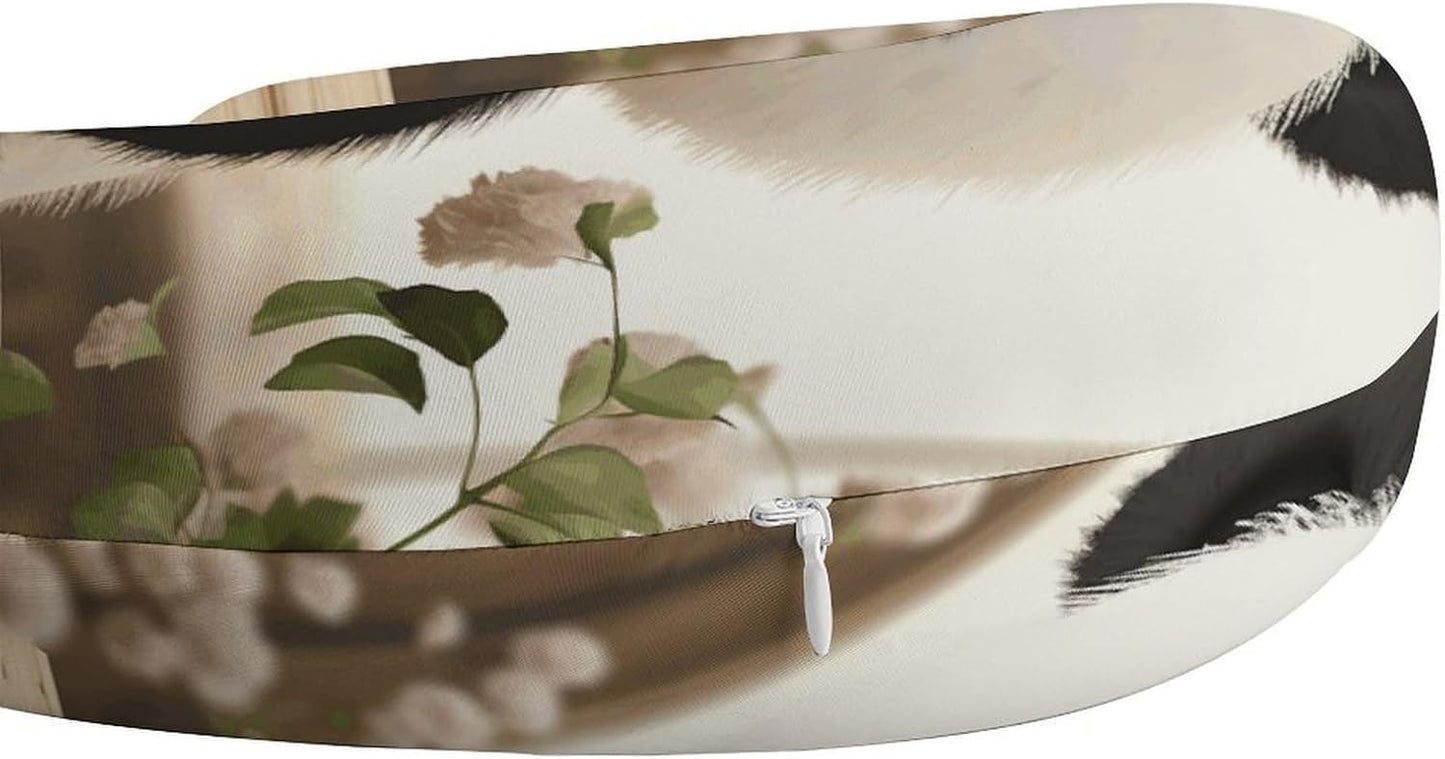 Cute White Panda Neck Pillow Memory Foam U Shaped Pillows Portable Pillows for Shoulder Travel Head Support Pillow with Concealed Zipper for Airplane Car Home Office