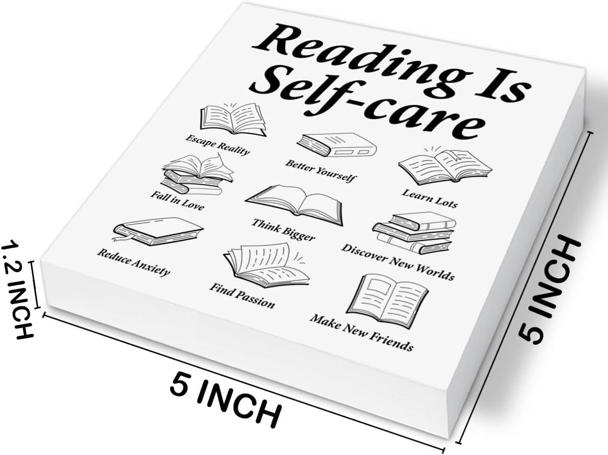 Inspirational Read Box Sign Reading Is Self Care Wood Block Sign Home Reading Nook Room Library Decor, Book Lover Bookish Gifts