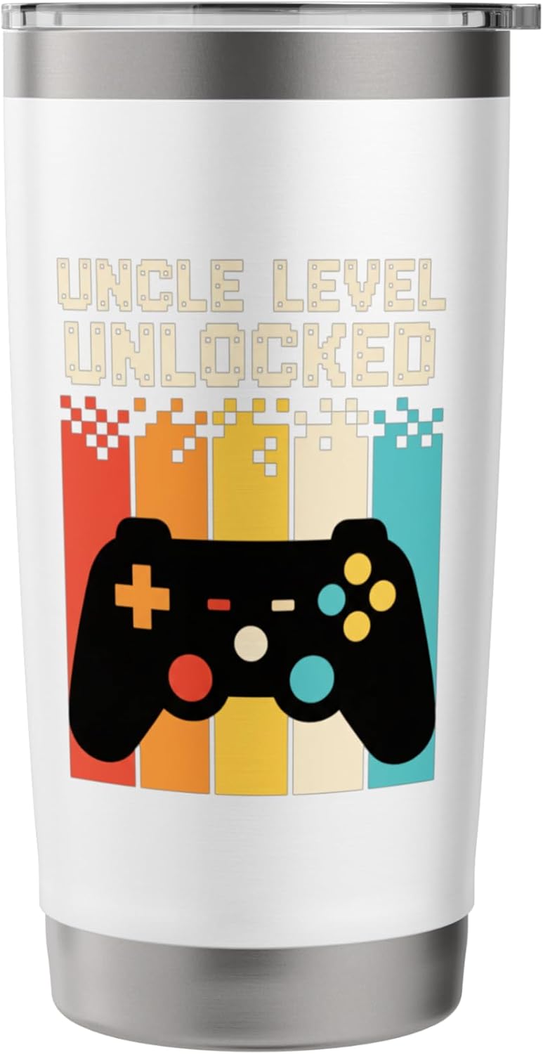 Uncle Level Unlocked Kids Gamer Controller Funny Uncle Stainless Steel Insulated Tumbler