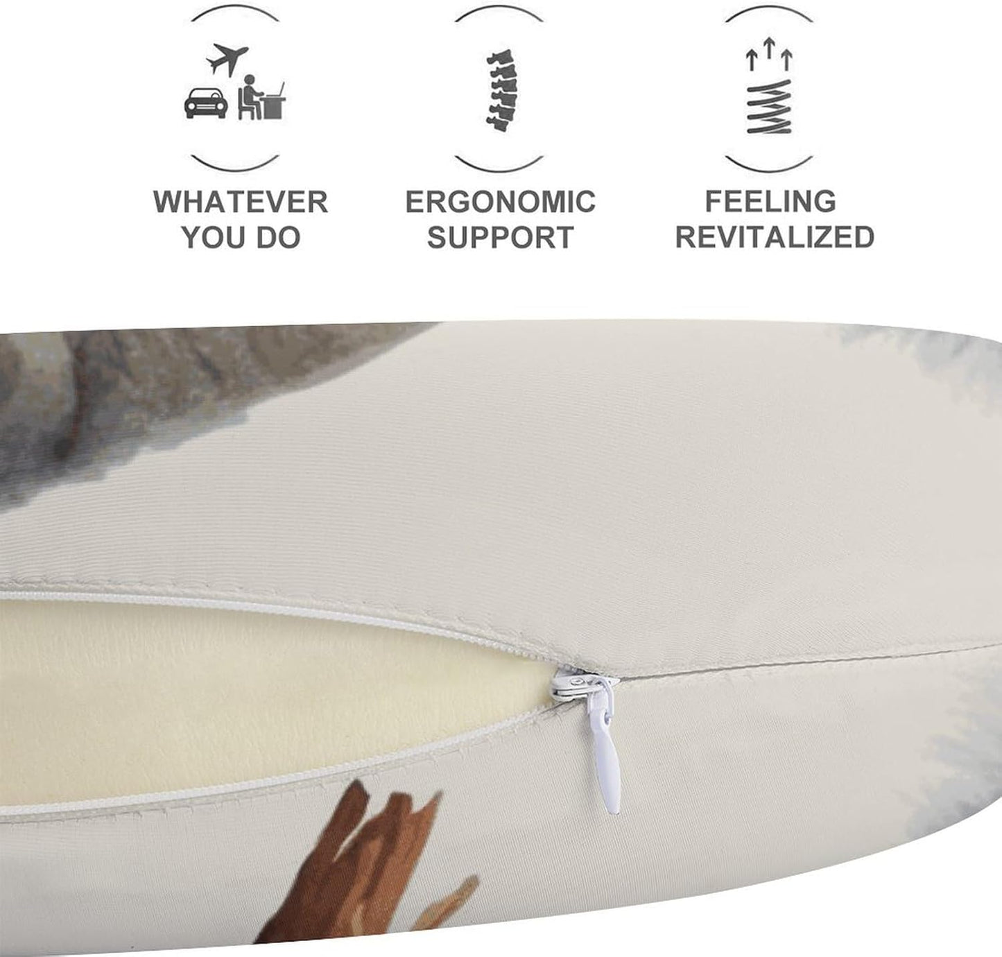 Koala and Butterfly Neck Pillow Memory Foam U Shaped Pillows Portable Pillows for Shoulder Travel Head Support Pillow with Concealed Zipper for Airplane Car Home Office