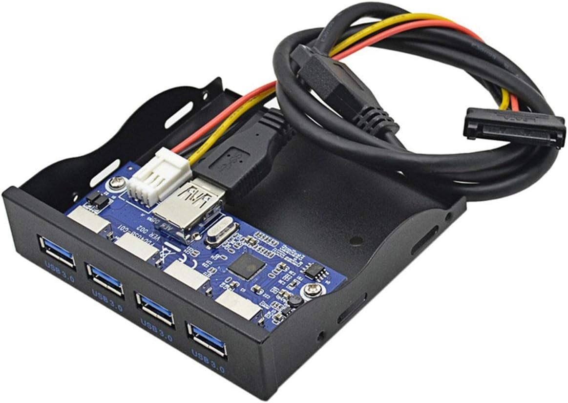 Cablecc USB 3.0 HUB 4 Ports Front Panel to Motherboard 20Pin Connector Cable for 3.5" Floppy Bay
