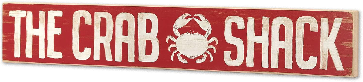 The Crab Shack Wood Wall Decor - Large Distressed Beachy Sign for Kitchen, Sun Room, or Lake House