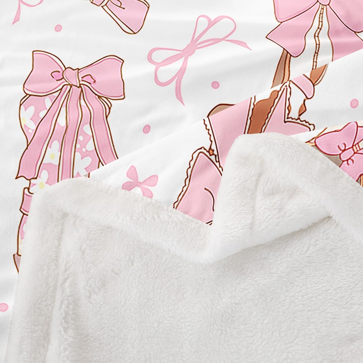Feelyou Pink Western Sherpa Blanket Cowgirl Cowboy Boots Fleece Throw Blanket for Bed Sofa Couch Kids Boys Room Decor Cute Bowknot Dreamy Princess Style Plush Blanket Throw 50"x60" Girly Fuzzy Blanket