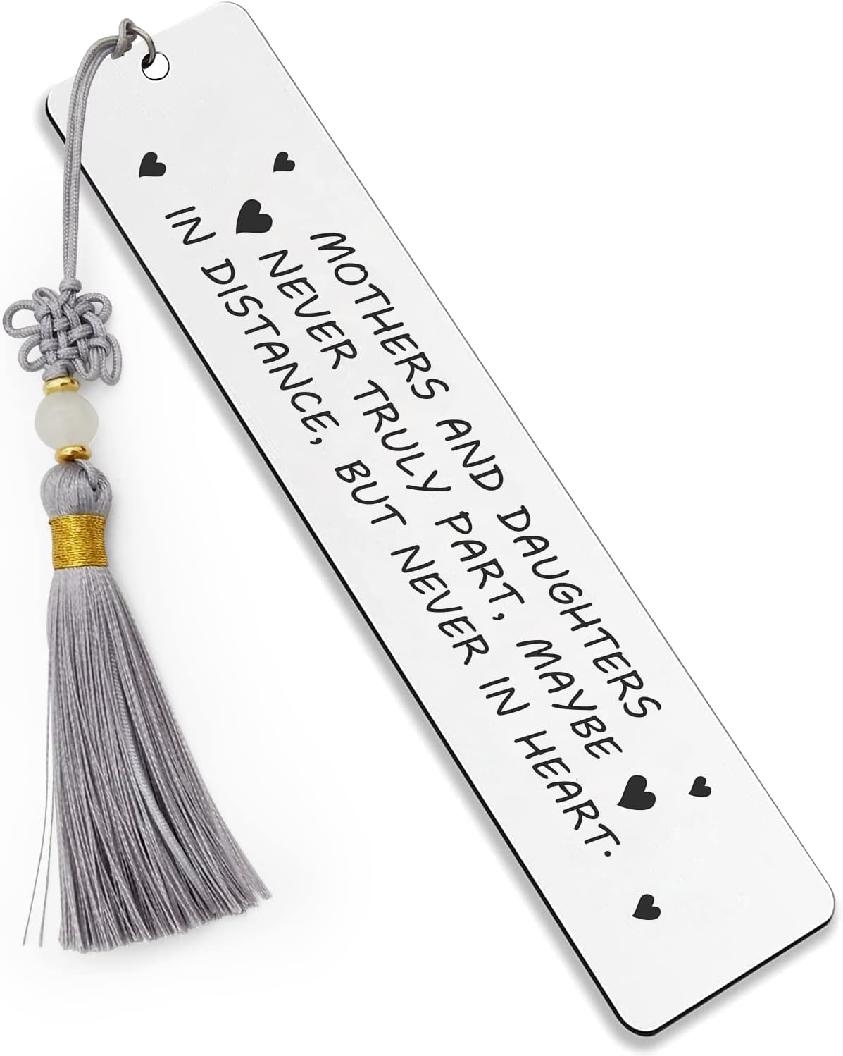 Ptzizi Mothers and Daughters Never Truly Part, Inspirational Metal Engraved Bookmark with Tassel Mom Bookmark Clip for Mother Mama Birthday Mother's Day Thanksgiving's Day Christmas Gifts