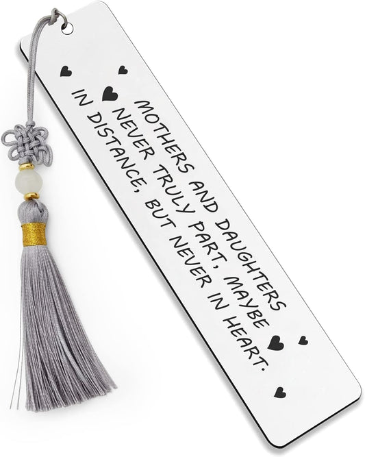 Ptzizi Mothers and Daughters Never Truly Part, Inspirational Metal Engraved Bookmark with Tassel Mom Bookmark Clip for Mother Mama Birthday Mother's Day Thanksgiving's Day Christmas Gifts