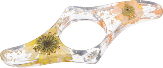 Multi-Function Thumb Page Holder Book Opener with Resin Flower Design, Yellow Orange Color, Reading Accessories for Hands-Free Book Support and Page Pressing
