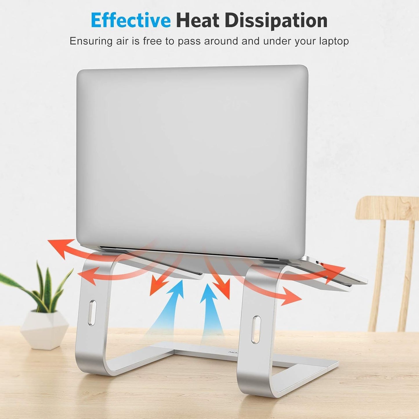 OMOTON Laptop Stand for Desk, Detachable Laptop Riser, Aluminum Laptop Holder, Compatible with MacBook Air/Pro, Dell, HP, and All Laptops (11-16 inch), Silver
