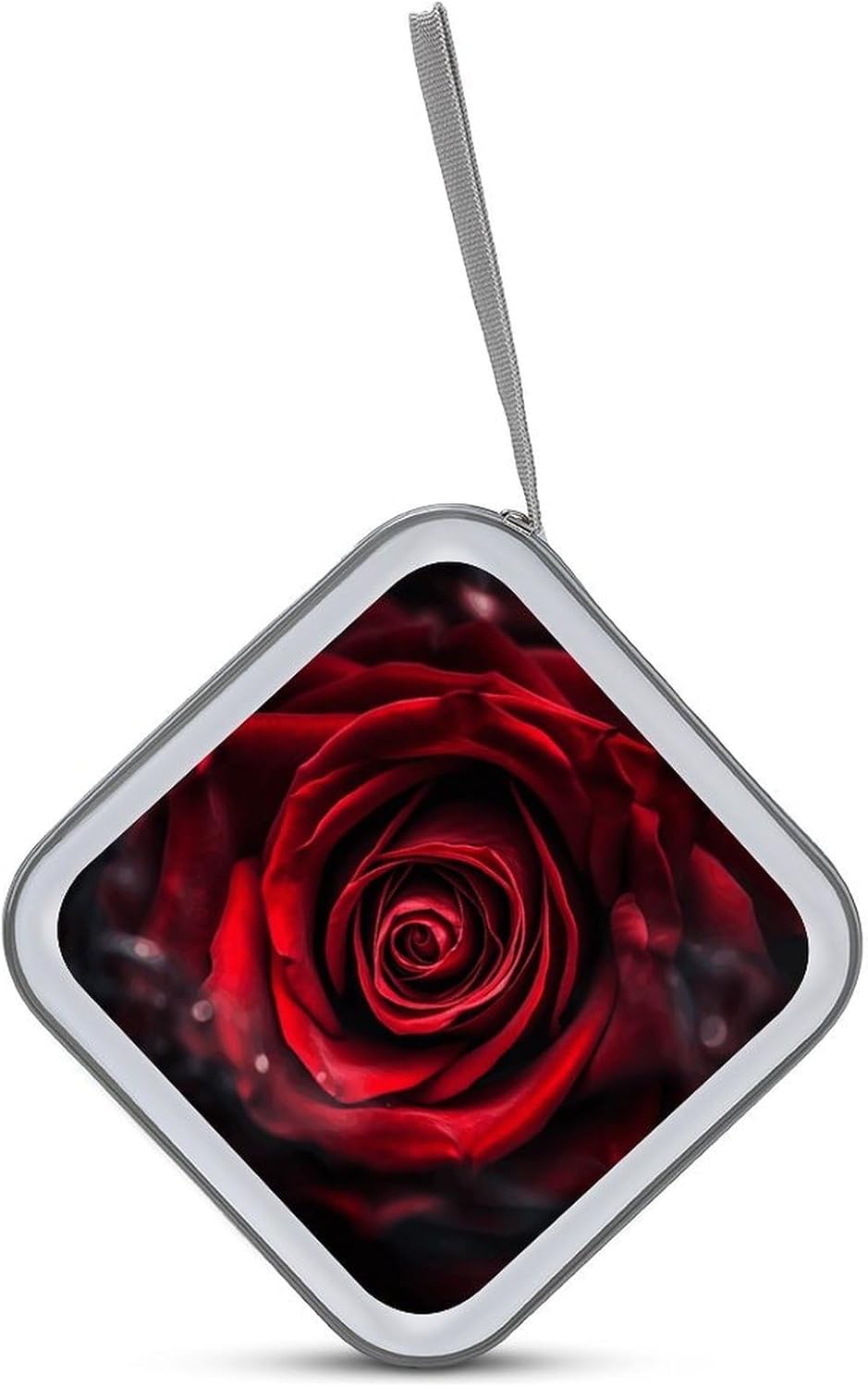 Red Rose Portrait CD Case 40 Capacity Case Zipper CD Collection Bag with Handles Cover DVD Storage Hard Plastic DVD Disc Cases Storage Binder for Car Home Office Travel