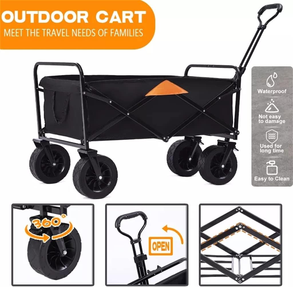 JSEIAJB Folding Cart Portable Foldable 150L Large Capacity Multifunction Cart Outdoor Camping Table Light Wagon BBQ Trolley(Trolley and Table A)