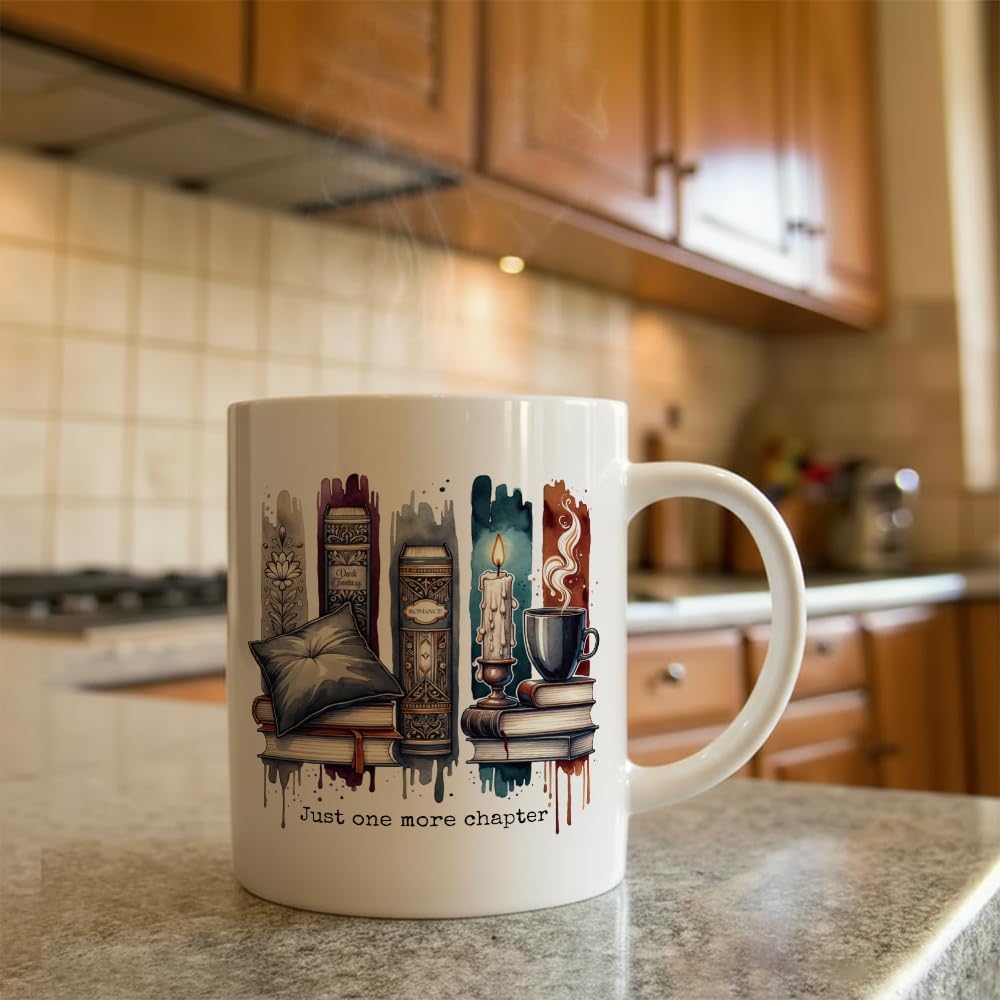 Just One More Chapter Books Mug for Book Lovers Readers Women Men, Birthday Book Gift for Bookish Bookworm Booknerd Bookaholics, Librarian Gifts 11oz