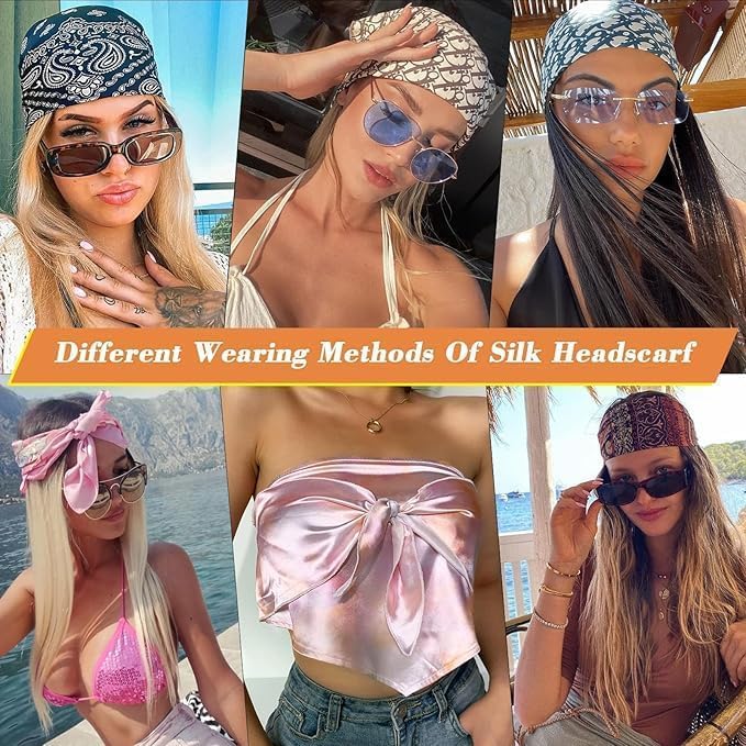 35" Large Satin Head Scarf for Women Silk Hair Scarf Solid Color Hair Bandana for Night Hair Wrap Sleeping