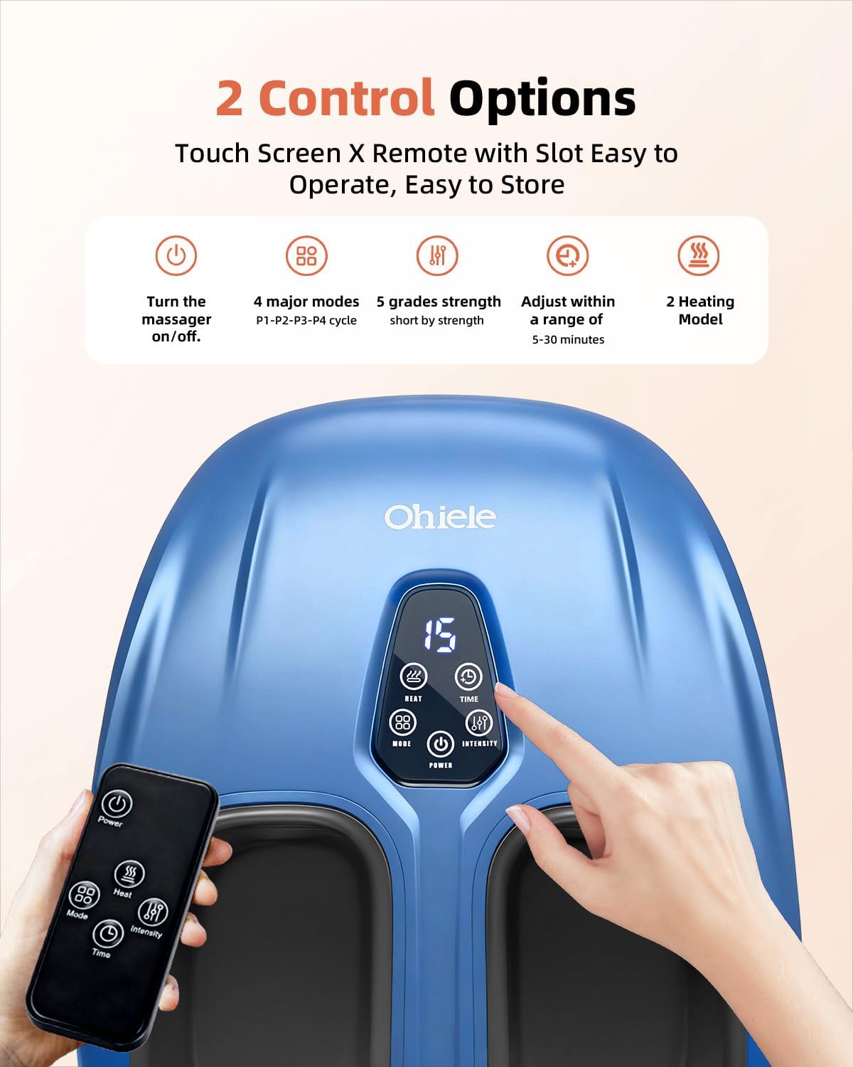 Foot Massager with Heat, Shiatsu Deep Kneading Foot Massager, Plantar Fasciitis Massager, and Heat for Plantar Fasciitis, Neuropathy, Suitable for Women Men, Fits Up to 13 (Light Blue,Corded)