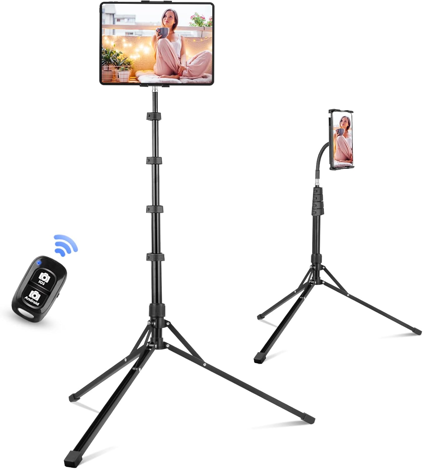 Aureday iPad Stand Floor, 67” Height Adjustable iPad Tripod Stand, Tablet Stand with Extendable Holder for iPad mini, iPad Air, iPad Pro, Kindle, Switch, Smartphones, and All 4.7" to 12.9" Devices