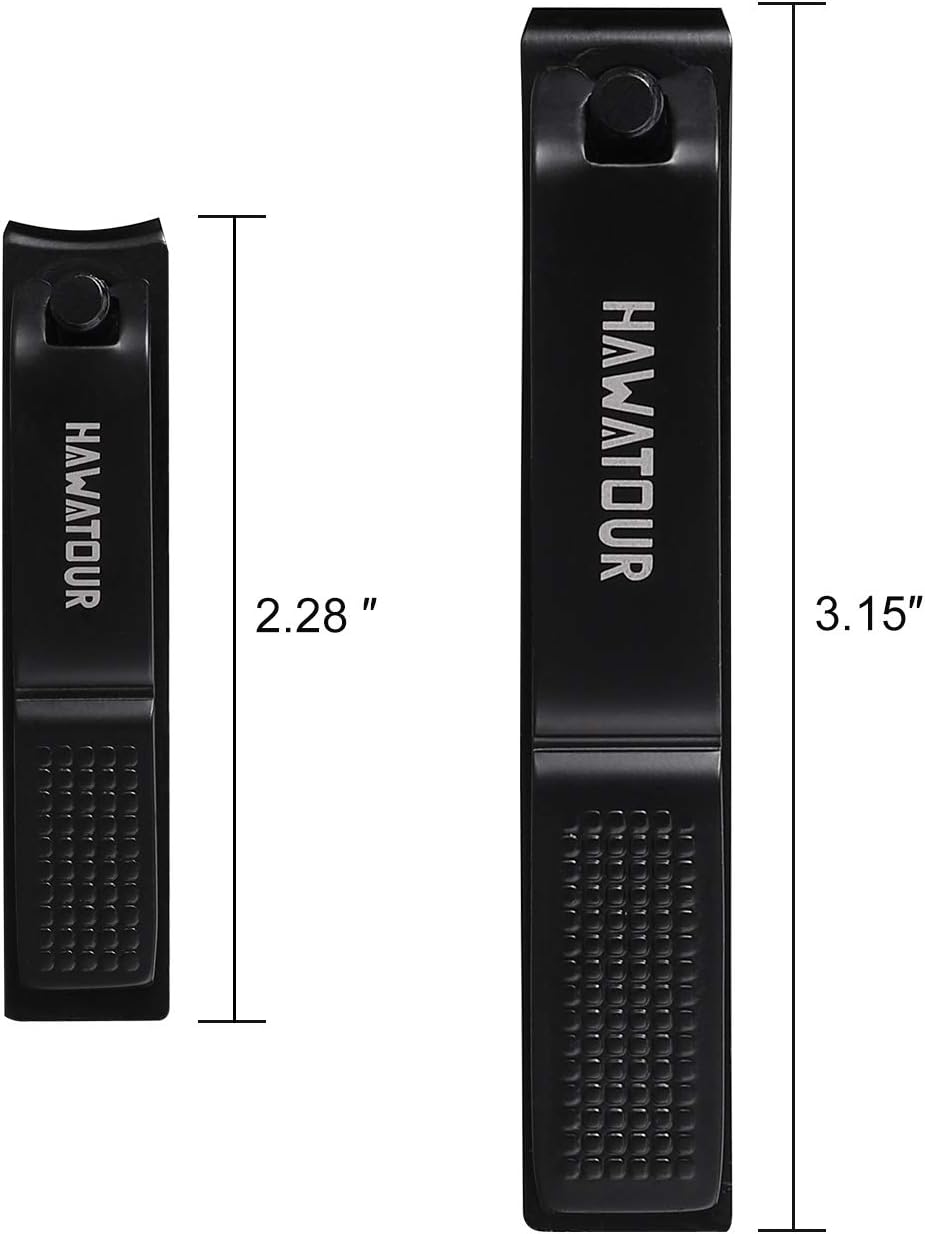 HAWATOUR Nail Clippers Set, Ultra Sharp Sturdy Fingernail and Toenail Clipper Cutters with Visibly Tin Case, Black