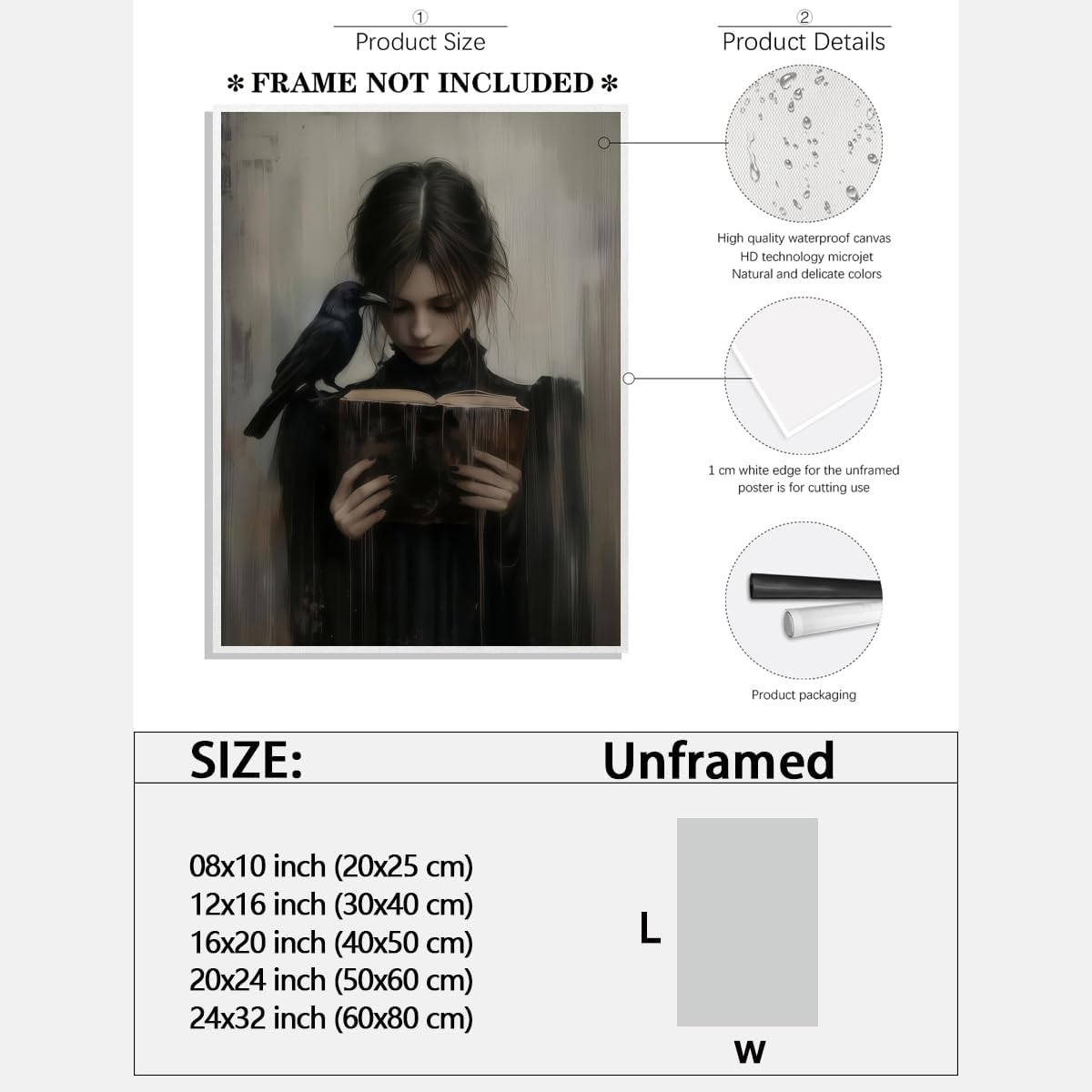 Dark Academia Wall Art Vintage Victorian Woman Reading Book Painting Gothic Academia Wall Decor Dark Moody Girl Canvas Art Poster for Bedroom Living Room Dorm Library Corner 12x16inch Unframed