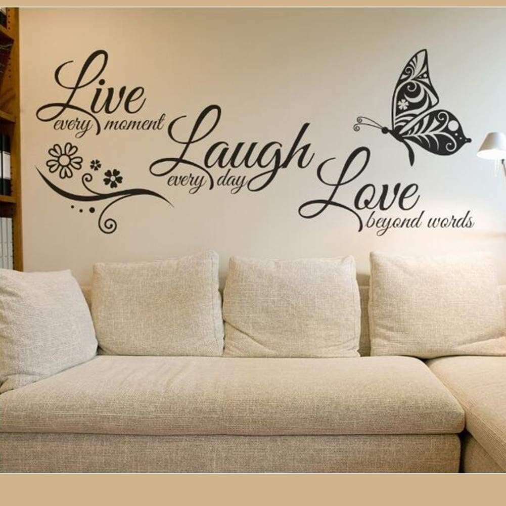 Live Every Moment, Laugh Every Day, Love Silent Wall Stickers, Family Inspirational Wall Stickers, Suitable for Baby Room, Living Room, Art Home Decoration Size 22.8" x 10.6"…