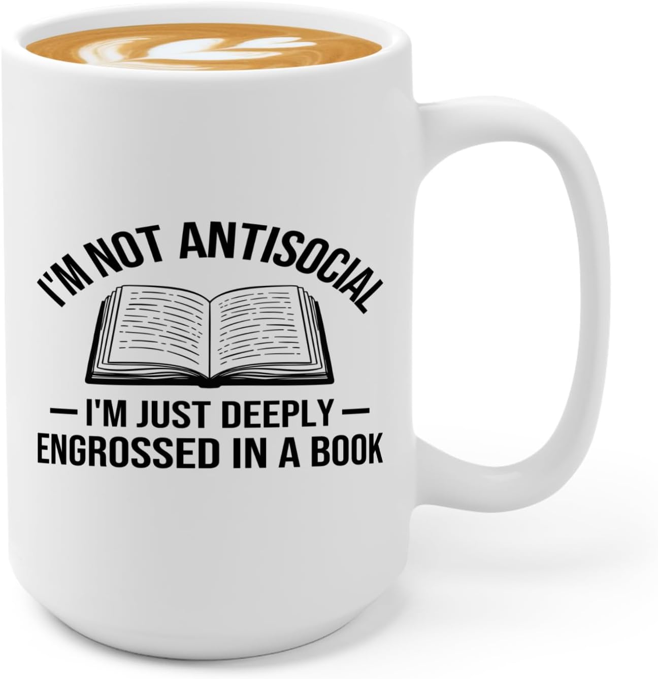 Book Lover Coffee Mug 15oz White -Im not antisocial - Bookworm Literature Library Book Lover Reader Booked Editor Intellectual Studious
