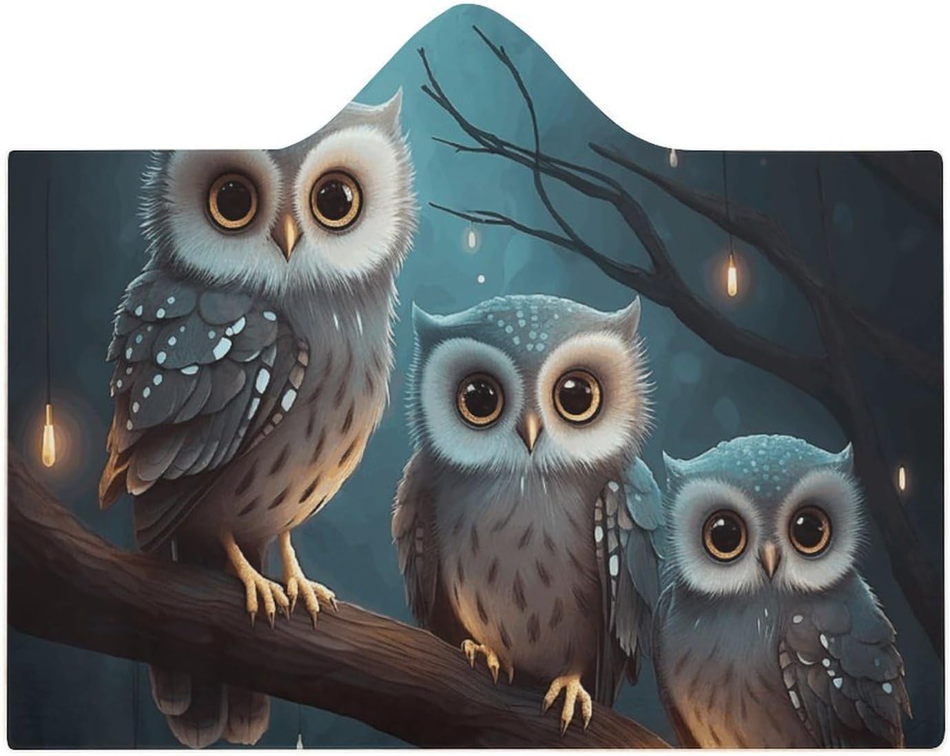 Owl on Tree Wearable Blanket Hoodie for Adults Oversized Fleece Hooded Sweatshirt Wrap Soft Cozy