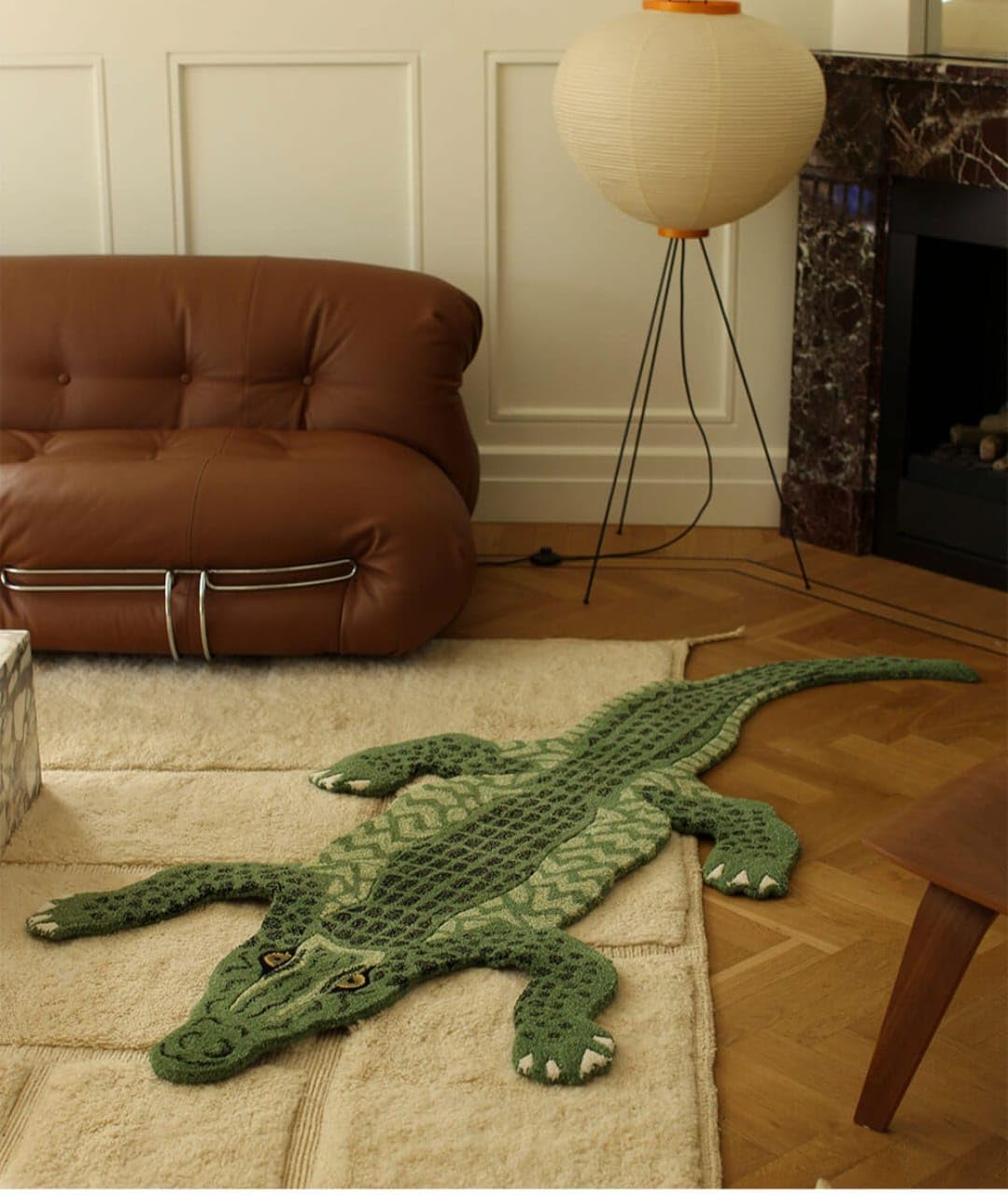 Handmade Hand Tufted Wool Crocodile Rug – Animal Shape Kids Room Area Rug with Cotton Backing – Soft Plush Decorative Carpet for Nursery, Bedroom & Living Room by Modern Carpet (6x9 ft)