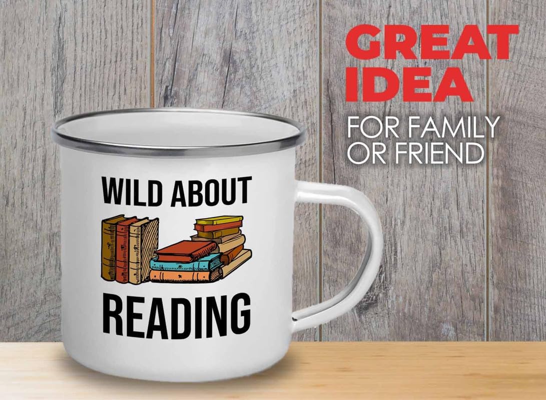 Reading Bookworm Camper Mug 12oz - Wild About Reading - Reading Reader Book Worm I Know Things Book Addict Book Lover Bookish Novelist Librarian Writer