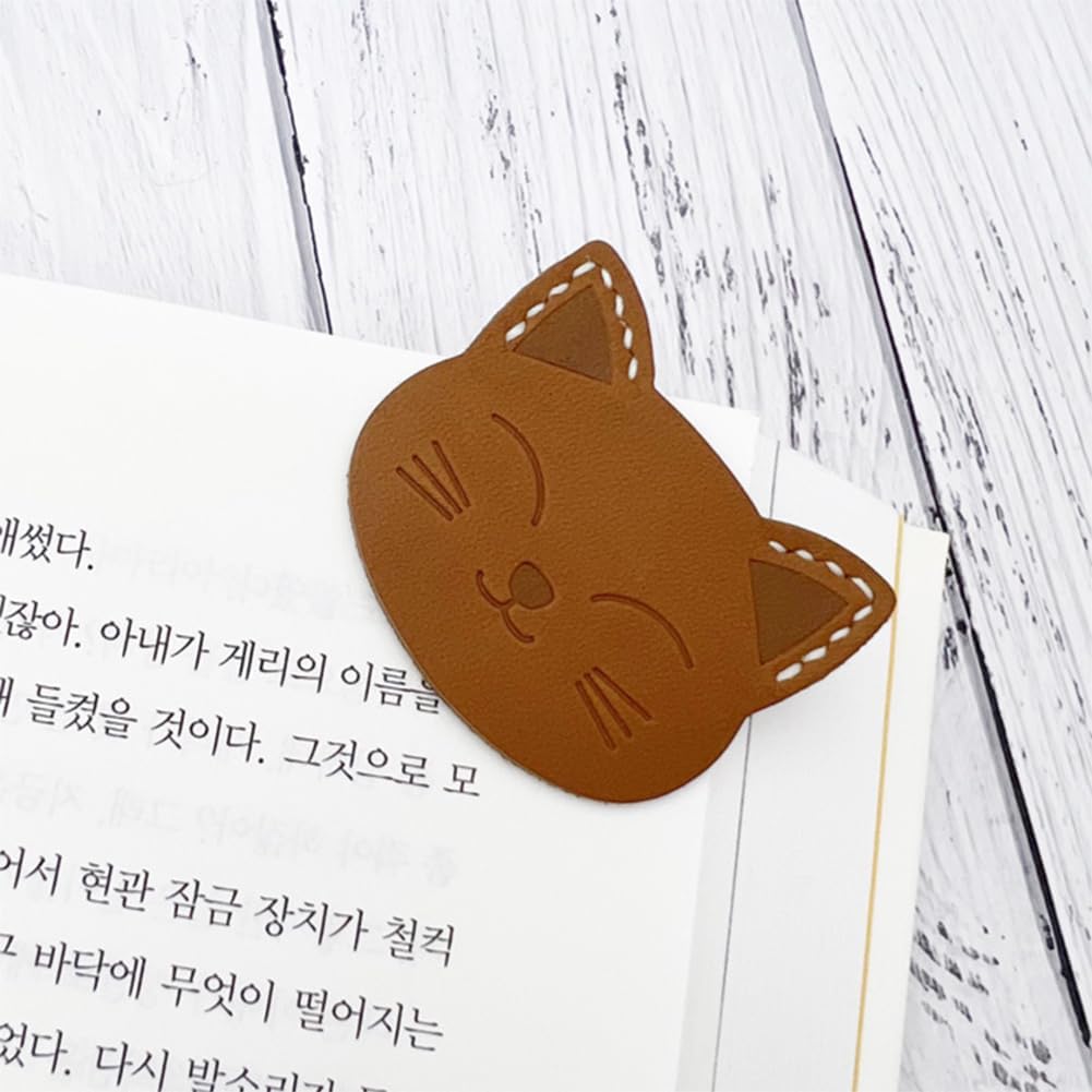 Kawaii Leather Cat Bookmark - Personalized Animal Bookmarks for Women, Kids & Bookworm Gift (B)