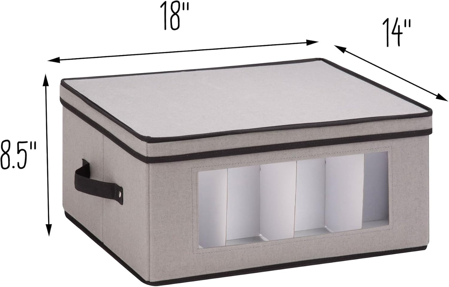 Honey-Can-Do Closet Fabric Storage Box with Lid, Clear-View Window and Removable Dividers, Grey SFT-09987 Grey