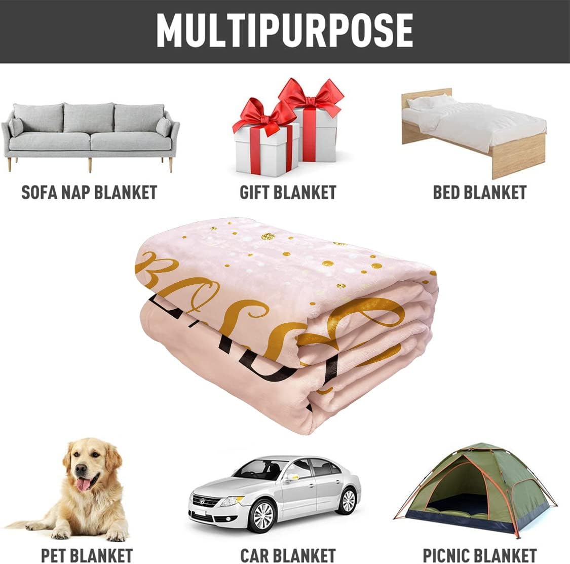 Soft Warm Fleece Throw Blanket for Couch Sofa and Bed Boss Lady Pink 60"X80"