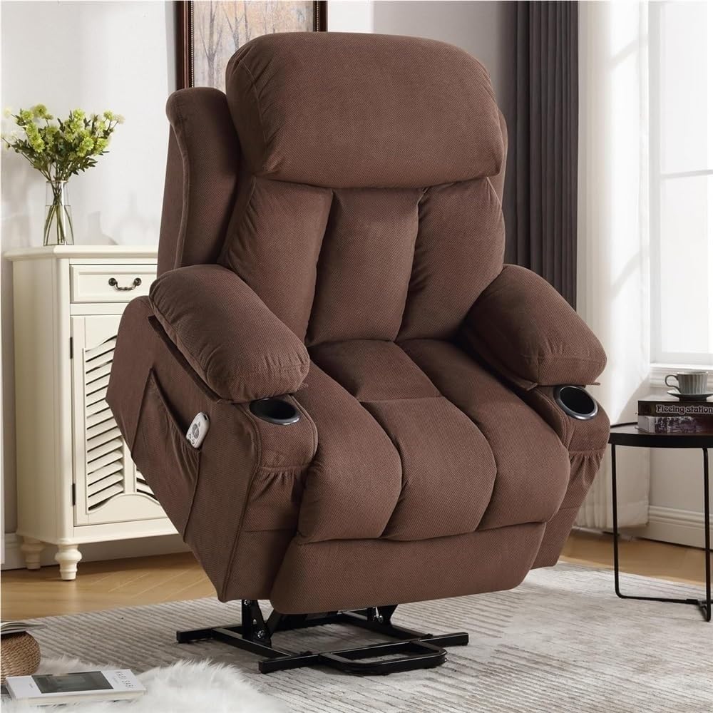 Electric Lift Recliner Chair for Elderly with Massage and Heat Comfortable Home Theater Seating Ergonomic Single Lounge Sofa for Living Room