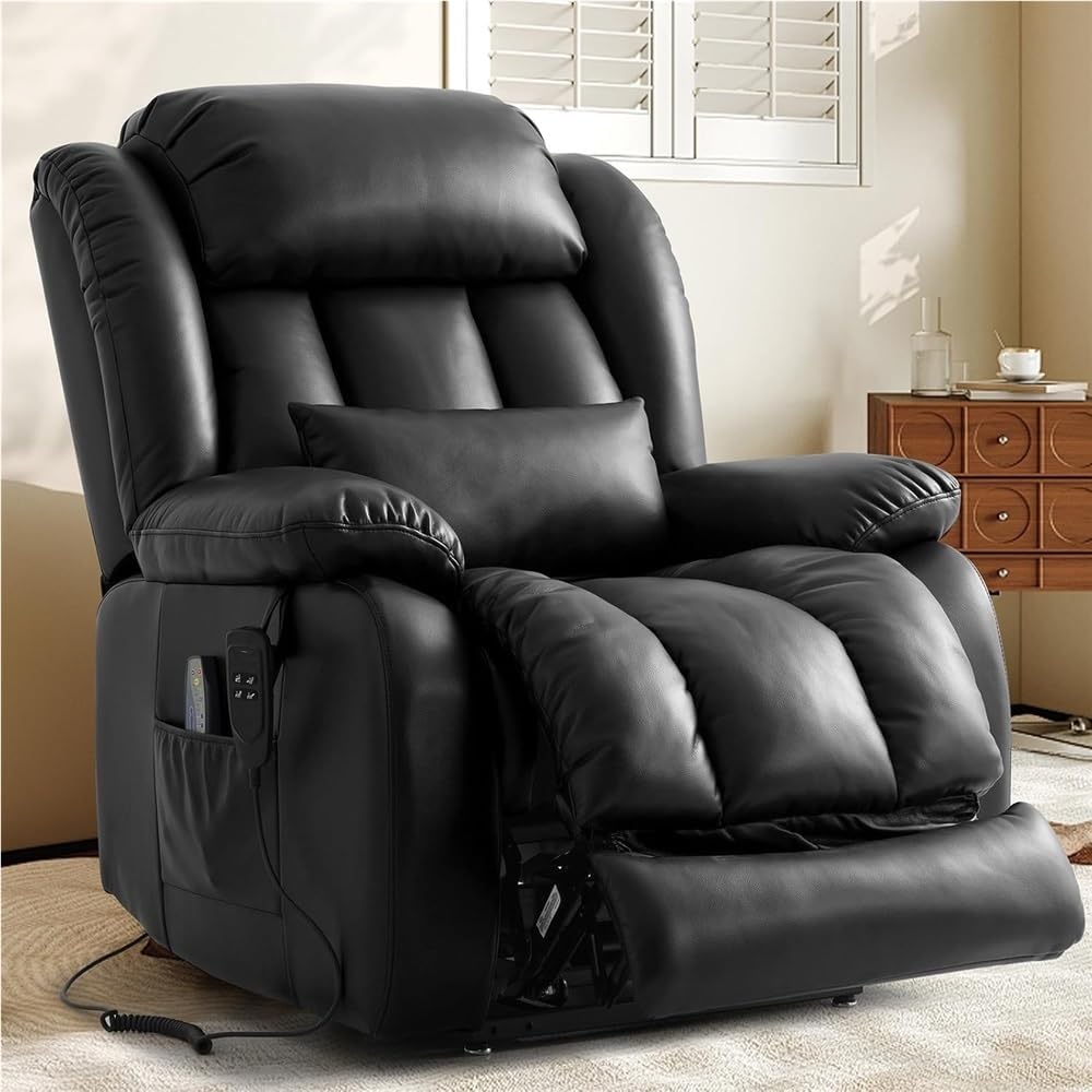 Power Lift Recliner Chair for Elderly Dual Motor Infinite Position Recline with Heat and Massage Breathable Fabric and USB Ports Remote Control Lift Chair for Living Room