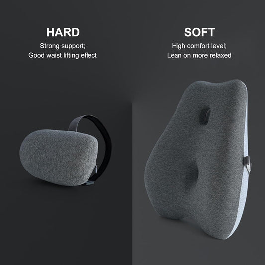 Adjustable Lumbar Support Pillow for Office Chair Improve Lower Back Pain Relief & Sitting Posture Back Support Pillow with Adjustable Slider Ergonomic Memory Foam Back Cushion for Long Sitting（1 Pcs）