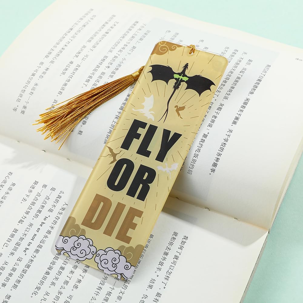 7PCS Fourth Wing Dragon Bookmark Set - Fantasy Dragon Acrylic Bookmarks for 4th Wing Novel Fans Women, Retired, Nurses, Librarians, Tasseled Book Accessories, Page Readers (7PCS-Dragon)