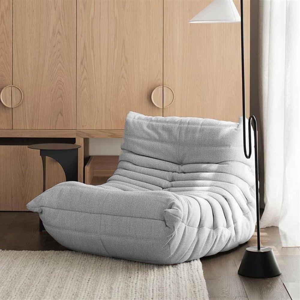 Fireside Chair, Modern Lounge Bean Bag Chair Single Sofa Lazy Couch Tatami Living Room Bedroom Lovely Leisure Single Chair Reading Chair Balcony Rocking Chair (Color : Suede Gray, Size : One Seat)