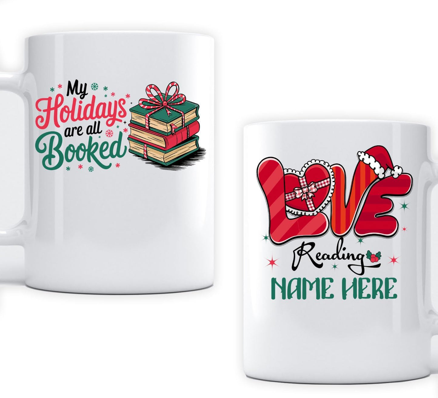 Merry Christmas Reading Lover Ceramic Mug 15oz Cozy Personalized Bookish Gift for Bookclub
