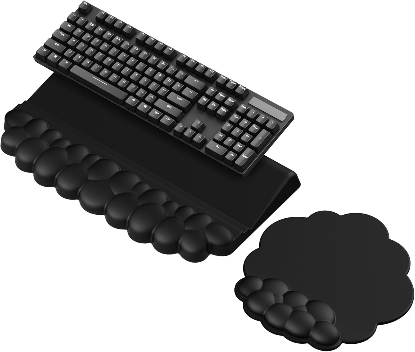 Cloud Wrist Rest for Keyboard and Mouse for Desktop, PU Leather Cloud Computer Keyboard Stand with Mouse Pad, Key Board Wrist Support Riser, Angle Adjustable Arm Rest(Black)