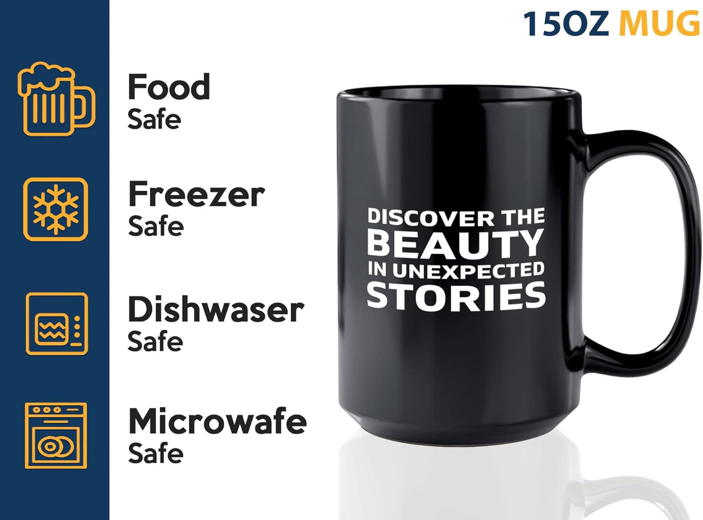 Journalist Coffee Mug 15oz Black -Discover the Beauty - Reading Lover Book Club Gift Author Appreciation Writer Journalism Novelist Scriptwriter