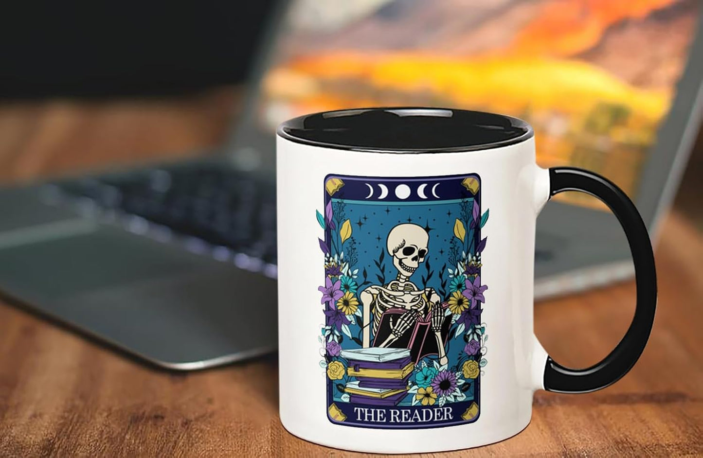 The Reader Tarot Card Coffee Mug, The Reader Mug, Book Lover Mug, BookTok, Bookish, Bookworm Gift, 11 Oz Novelty Coffee Mug/Cup, Black