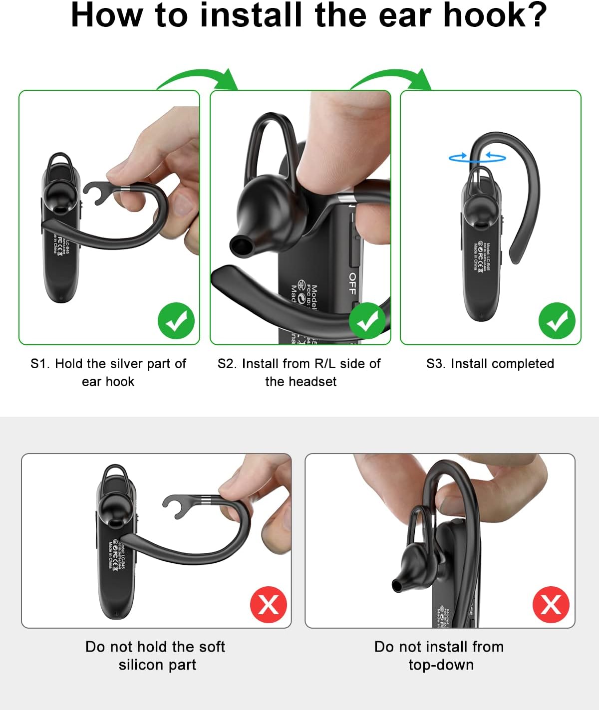 New Bee Bluetooth Earpiece V5.0 Wireless Handsfree Headset with Microphone 24 Hrs Driving Headset 60 Days Standby Time for iPhone Android Samsung Laptop Trucker Driver (Black)